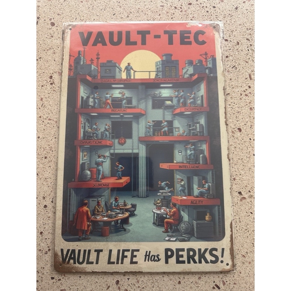 New Fallout 4 Vault-Tec Life has its Perks Tin Metal Sign 8x12 Wall Decor Gamer